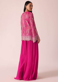 Pink Brocade Jacket And Palazzo Set