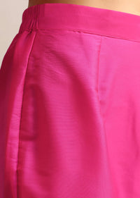 Pink Chanderi Banarasi Woven Kurta Set With Dupatta