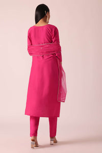 Pink Chanderi Embroidered Kurta Set