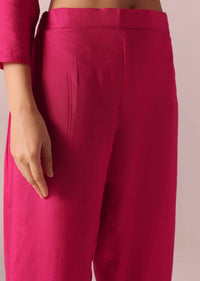 Pink Chanderi Embroidered Kurta Set