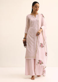 Pink Chanderi Kurta Palazzo Set Stitched Dress Material