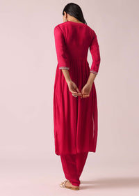 Pink Chiffon Anarkali And Pant Set