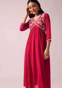 Pink Chiffon Anarkali And Pant Set