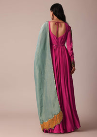 Pink Chiffon Anarkali With Dupatta