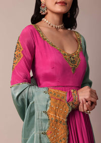 Pink Chiffon Anarkali With Dupatta