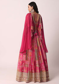 Pink Chiffon Lehenga Set With Gota Work