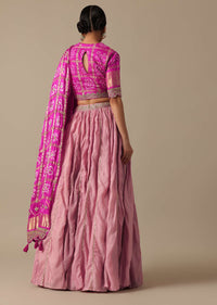 Pink Chiffon Lehenga Set With Sequin Work