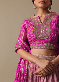 Pink Chiffon Lehenga Set With Sequin Work