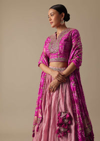 Pink Chiffon Lehenga Set With Sequin Work