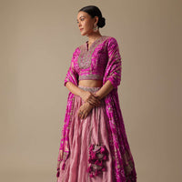 Pink Chiffon Lehenga Set With Sequin Work