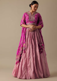 Pink Chiffon Lehenga Set With Sequin Work