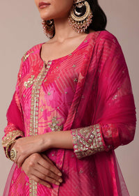Pink Chiffon Sequin Sharara Set