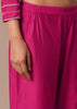 Pink Cotton Silk Pant Set With Embroidered Kurta