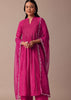 Pink Cotton Silk Pant Set With Embroidered Kurta