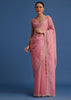 Pink Crushed Tissue Saree With Embroidered Border
