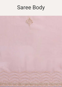 Pink Cutdana Embroidered Organza Saree With Unstitched Blouse