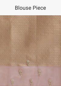 Pink Dola Silk Striped Saree With Embroidered Gota Patti And Unstitched Blouse Fabric