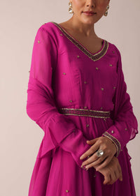 Pink Embroidered Anarkali Set