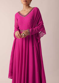 Pink Embroidered Anarkali Set