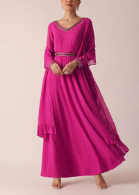 Pink Embroidered Anarkali Set