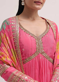 Pink Embroidered Anarkali Suit