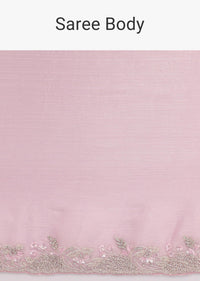 Pink Embroidered Chiffon Saree With Unstitched Blouse