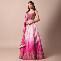 Pink Embroidered Choli With Exquisite Lehenga And Sequin-Adorned Dupatta