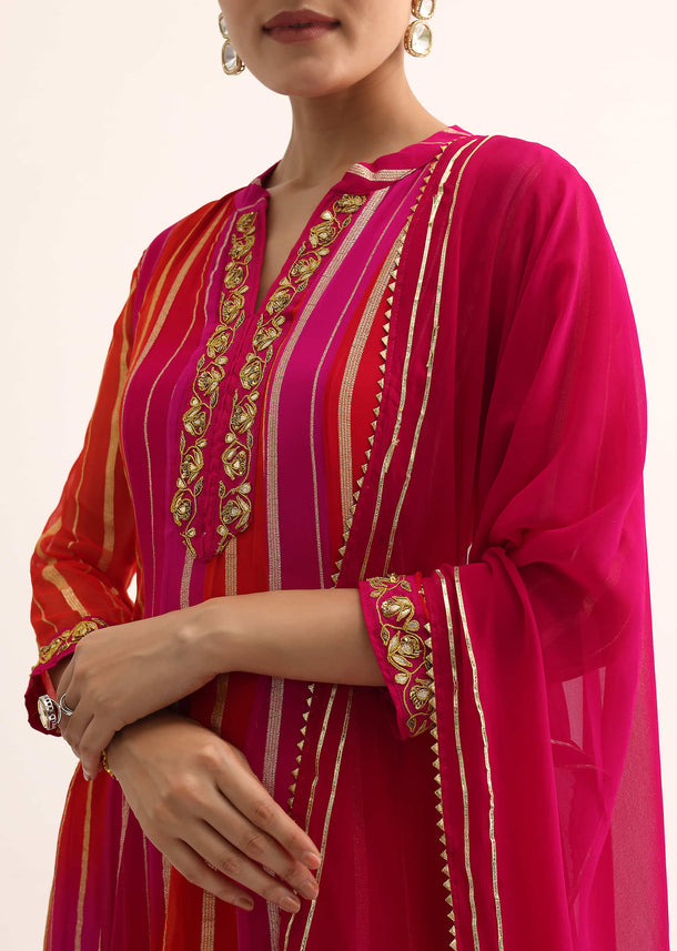 Pink Embroidered Georgette Anarkali Suit