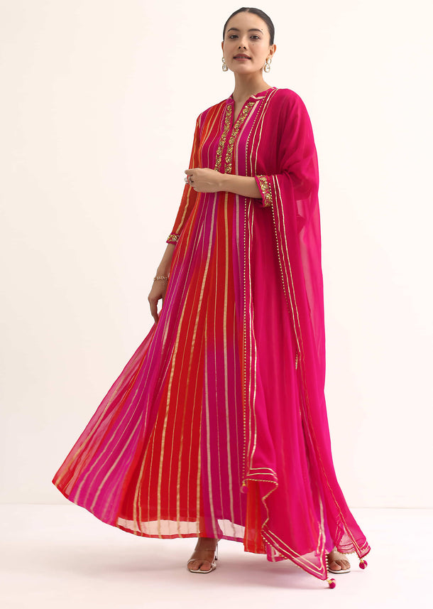 Pink Embroidered Georgette Anarkali Suit