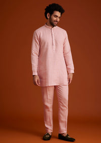 Pink Embroidered Kurta Jacket Set