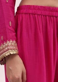 Pink Embroidered Kurta Sharara Set