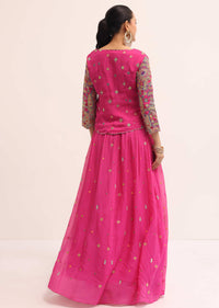 Pink Embroidered Lehenga Set With Jacket