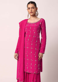 Pink Embroidered Sharara Set