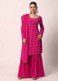 Pink Embroidered Sharara Set