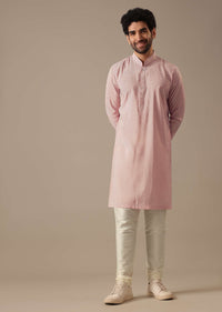 Pink Floral Bundi & Striped Kurta Set