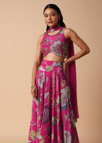 Pink Floral Lehenga Set