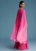 Pink Georgette Crepe Palazzo Set With Tassel Detail Croptop