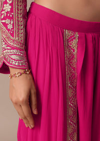 Pink Georgette Dhoti Set With Gota Patti Work