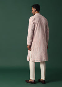 Pink Georgette Kurta Set With Chikankari Embroidery