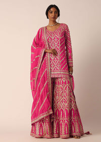 Pink Georgette Palazzo Set With Gota Embroidery