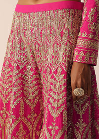 Pink Georgette Palazzo Set With Gota Embroidery