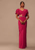 Pink Indo-western Saree And Layered Sleeves Blouse Set In Crepe