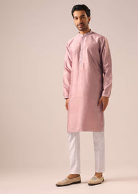 Pink Jacket And Kurta Set with Cutwork Detail