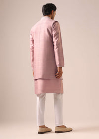 Pink Jacket And Kurta Set with Cutwork Detail