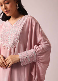 Pink Kaftan And Sharara Fusion Set