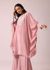 Pink Kaftan And Sharara Fusion Set