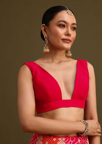 Pink Khaddi Georgette Saree With Gotta Patti Border And Unstitched Blouse