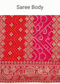 Pink Khaddi Georgette Saree With Gotta Patti Border And Unstitched Blouse