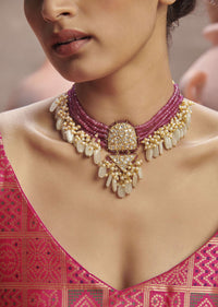 Pink Kundan Choker Embedded In Floral Motifs