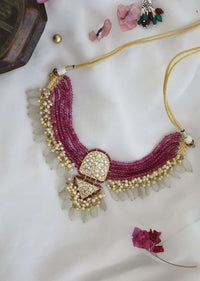 Pink Kundan Choker Embedded In Floral Motifs